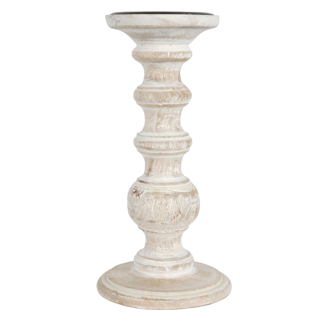 8 Pack: 10" Whitewashed Wood Carved Pillar Candle Holder by Ashland®